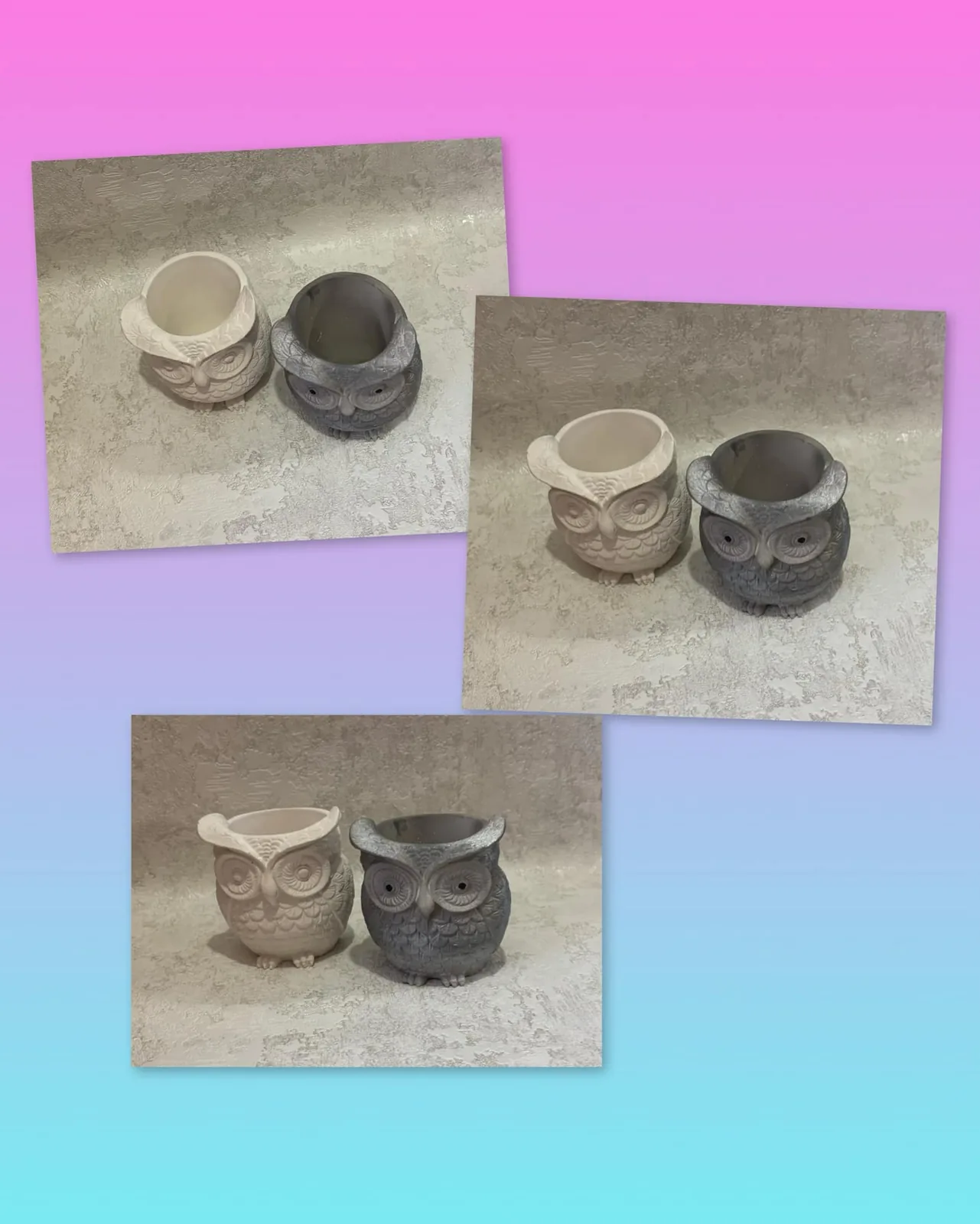 Гіпсове кашпо сова