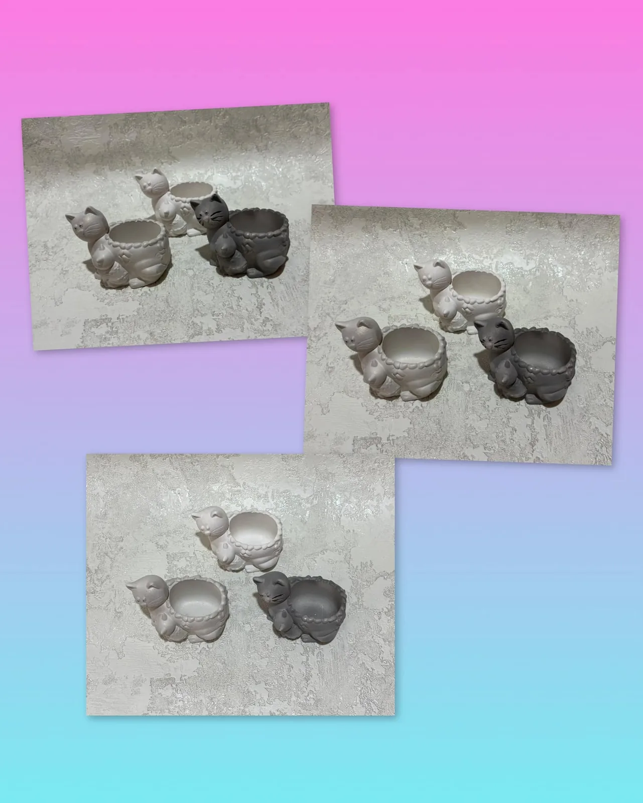 Гіпсові кашпо у формі котиків